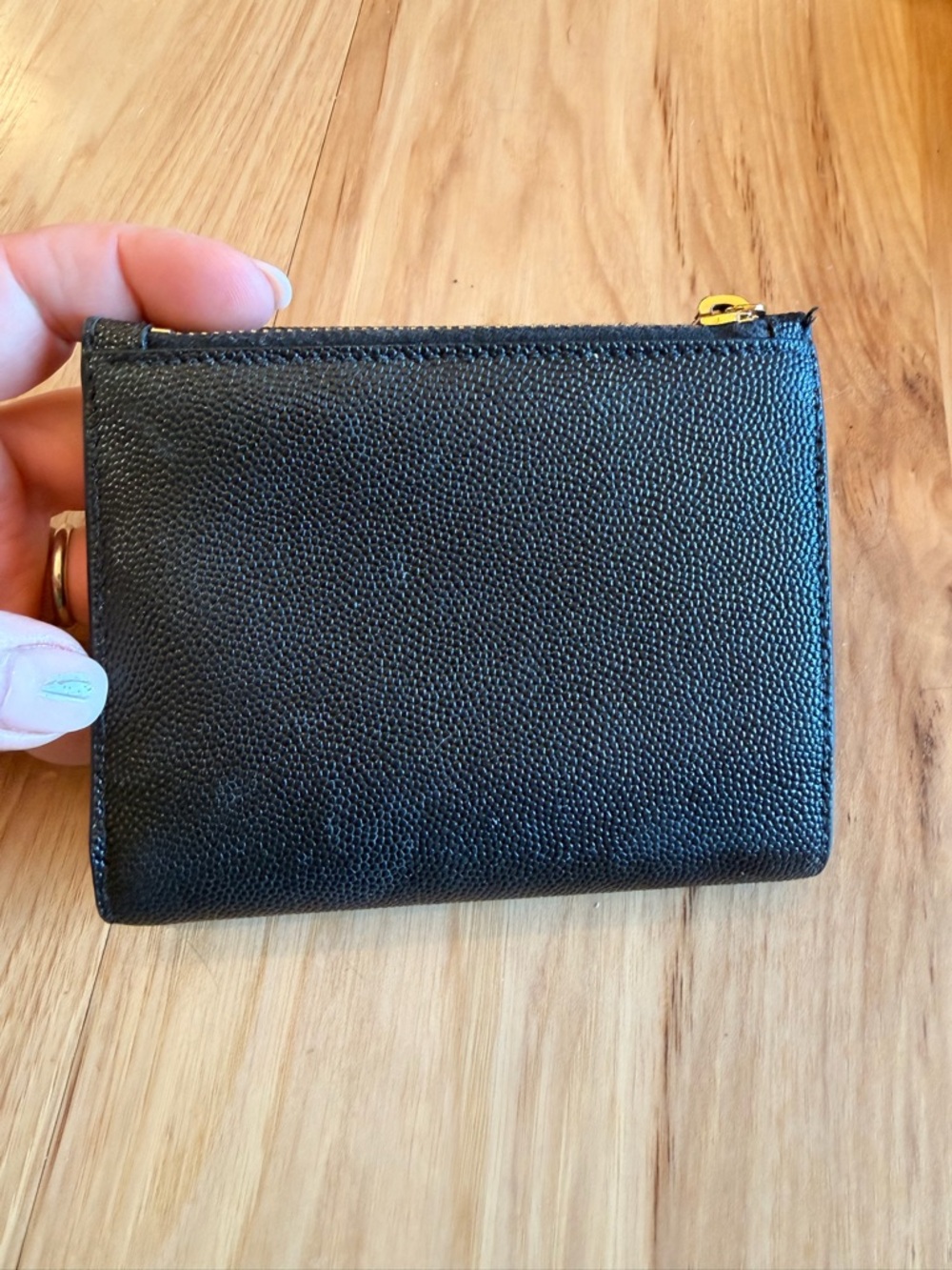 Saint Laurent UpTown Compact Wallet Black Grain Leather w/ Gold Hardware $630 - Picture 3 of 16